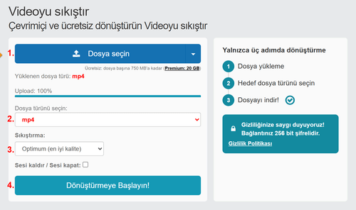 Çevrimiçi videoları küçültme - Adım adım
